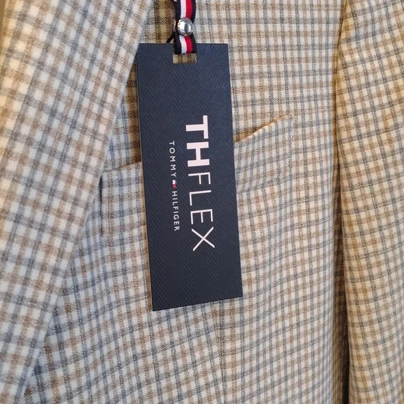 NWT Tommy Hilfiger Conrad Tan/Grey Sport Coat 44REG Flex - Picture 3 of 14